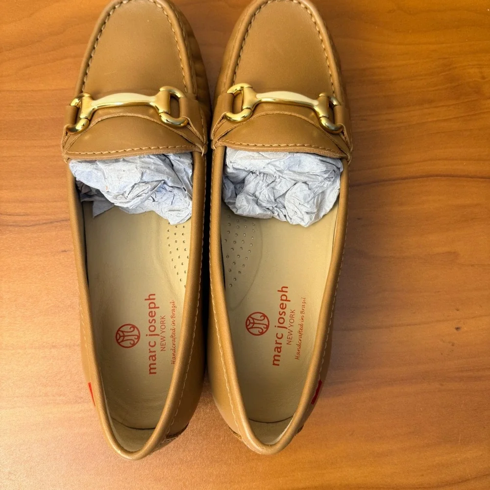 Marc Joseph New York Grand St Tan Leather Horsebit Loafers Womens 8.5 Brazil